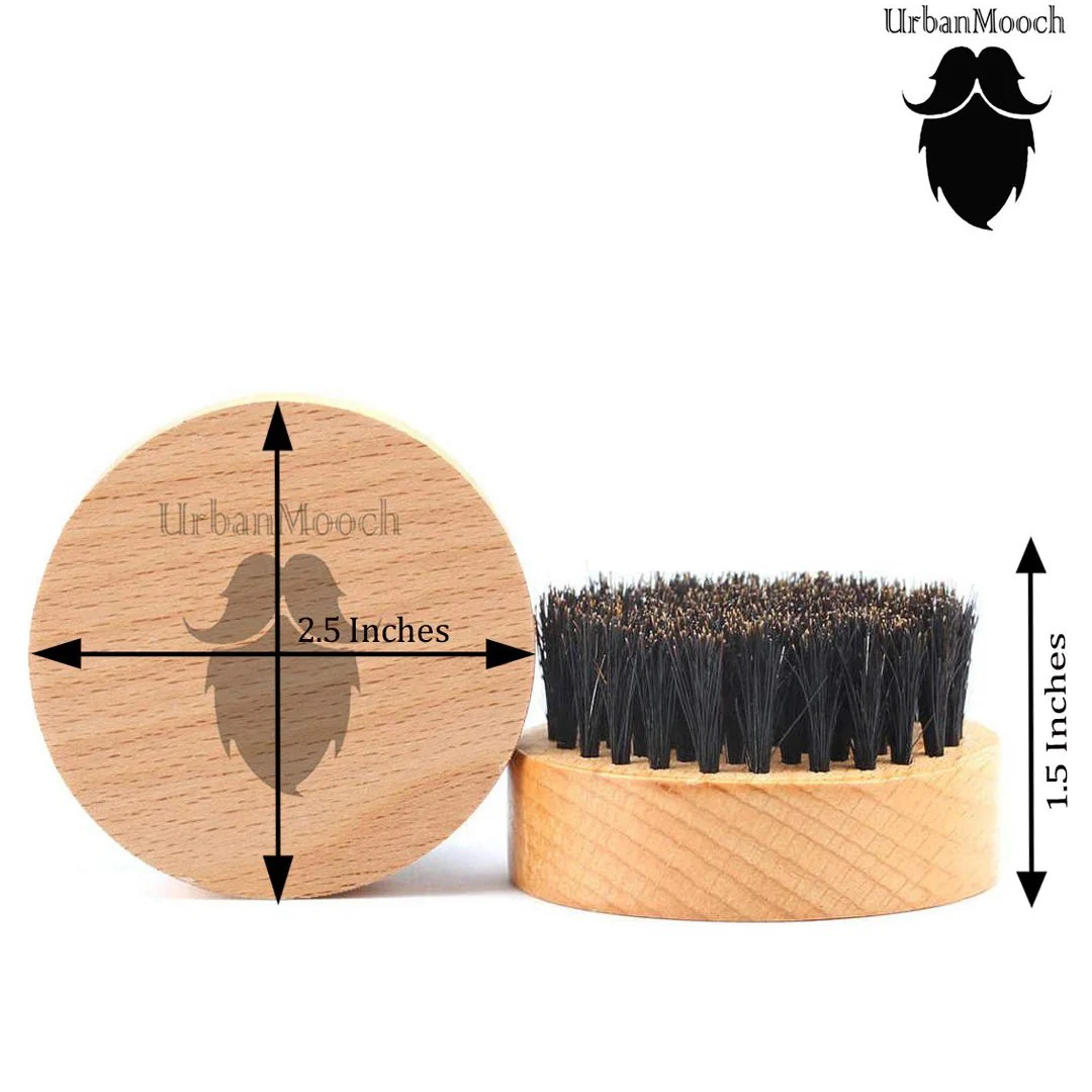 Round Boar Bristle Beard Brush for Men - Image 3