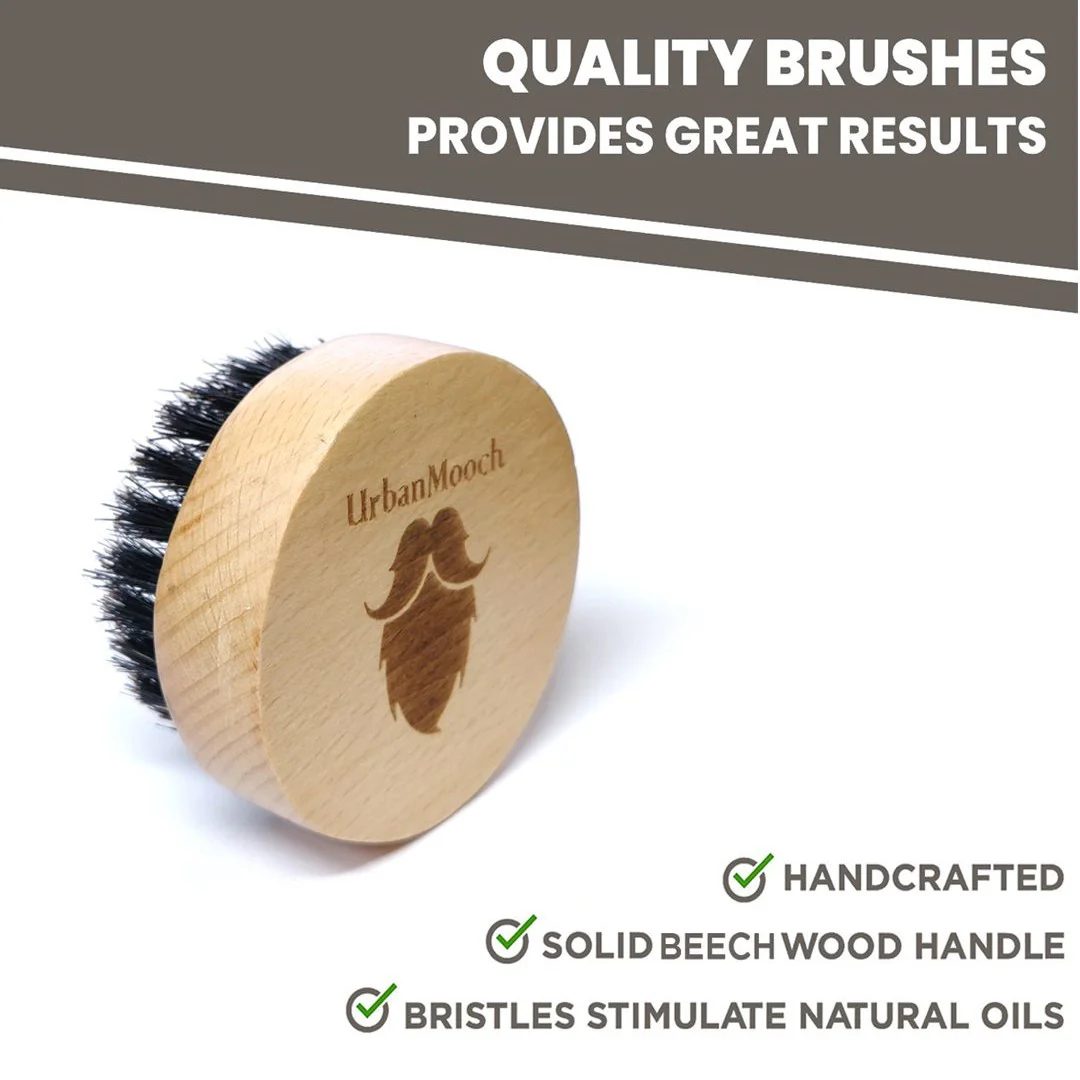 Round Boar Bristle Beard Brush for Men - Image 6