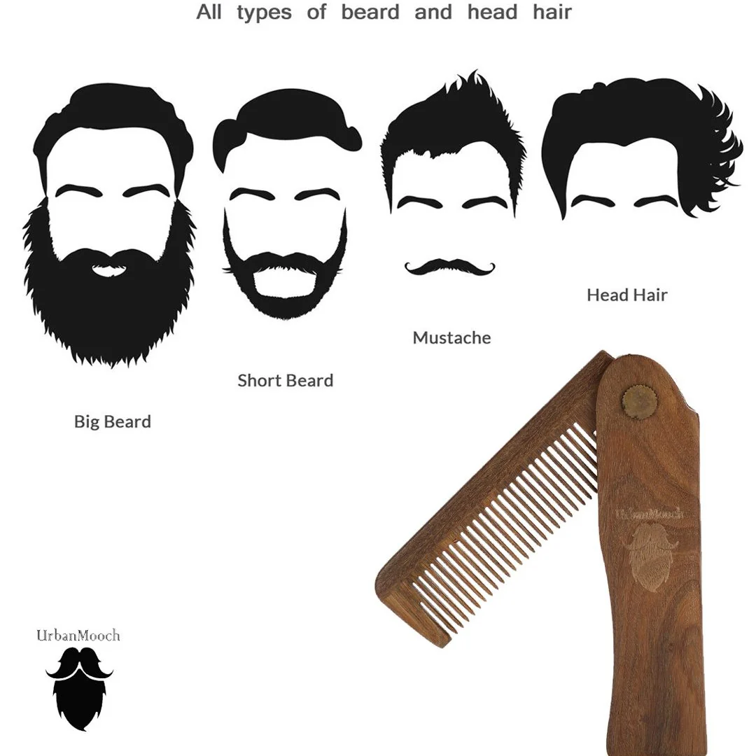Premium Green Sandalwood Foldable Beard Comb - Pocket Size - Image 4