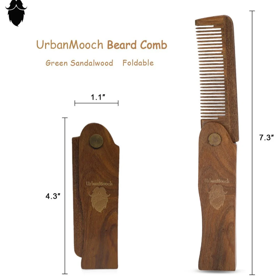 Premium Green Sandalwood Foldable Beard Comb - Pocket Size - Image 6