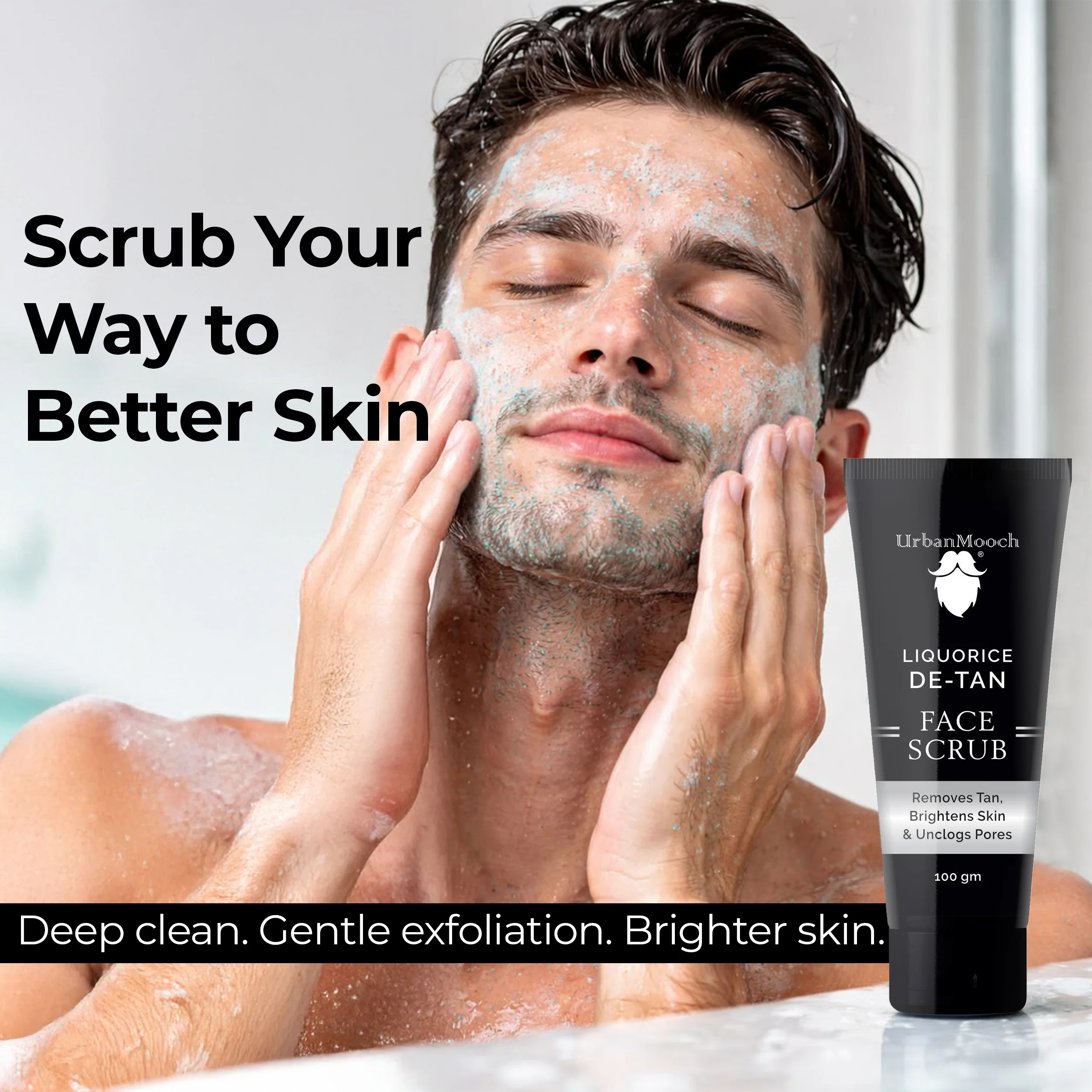 UrbanMooch Licorice De-Tan Face Scrub for Men | Removes Tan, Brightens Skin & Unclogs Pores | Deep Exfoliating Scrub for Oily & Dull Skin - Image 5