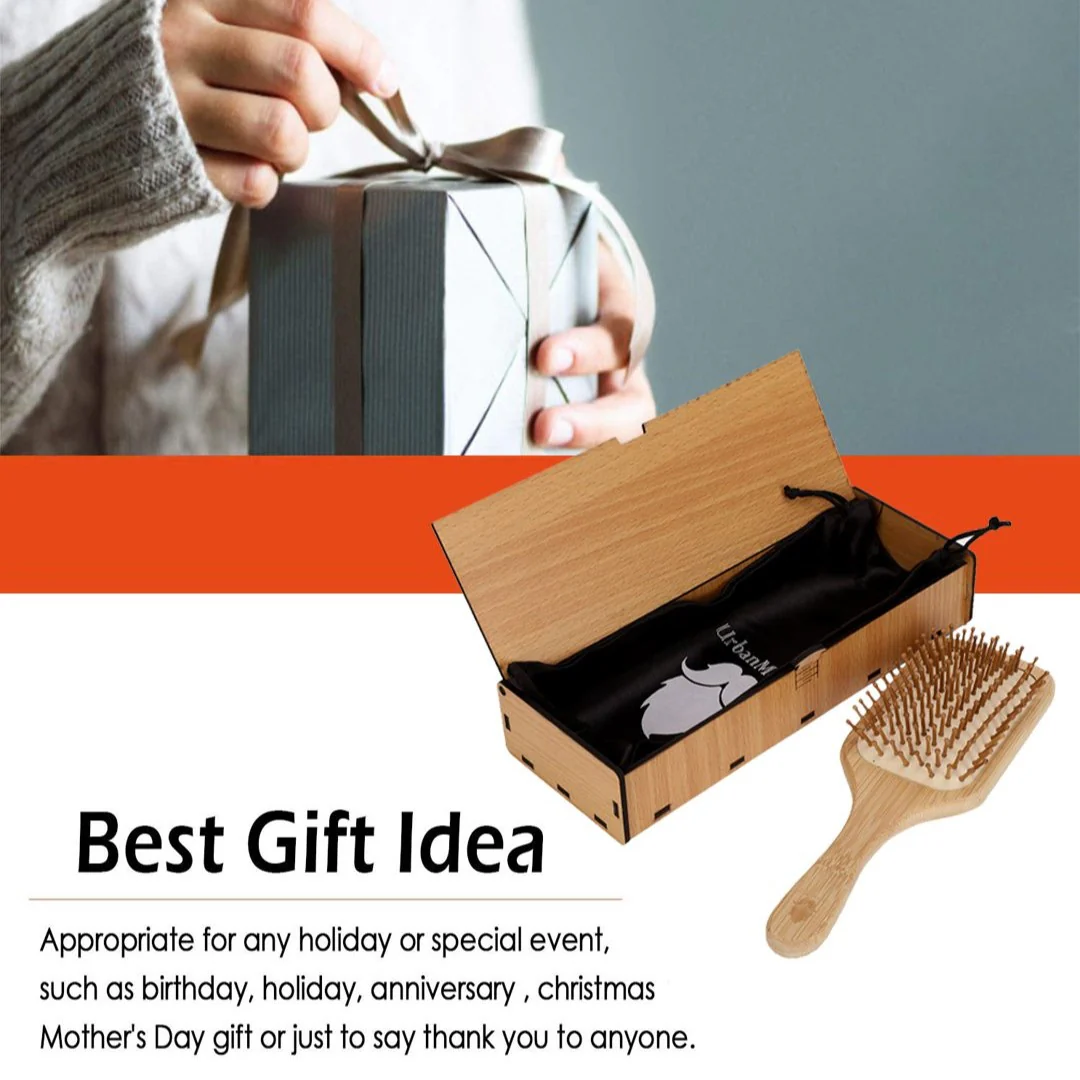 Natural Wooden Bamboo Hair Brush for Gentle Care - Image 3