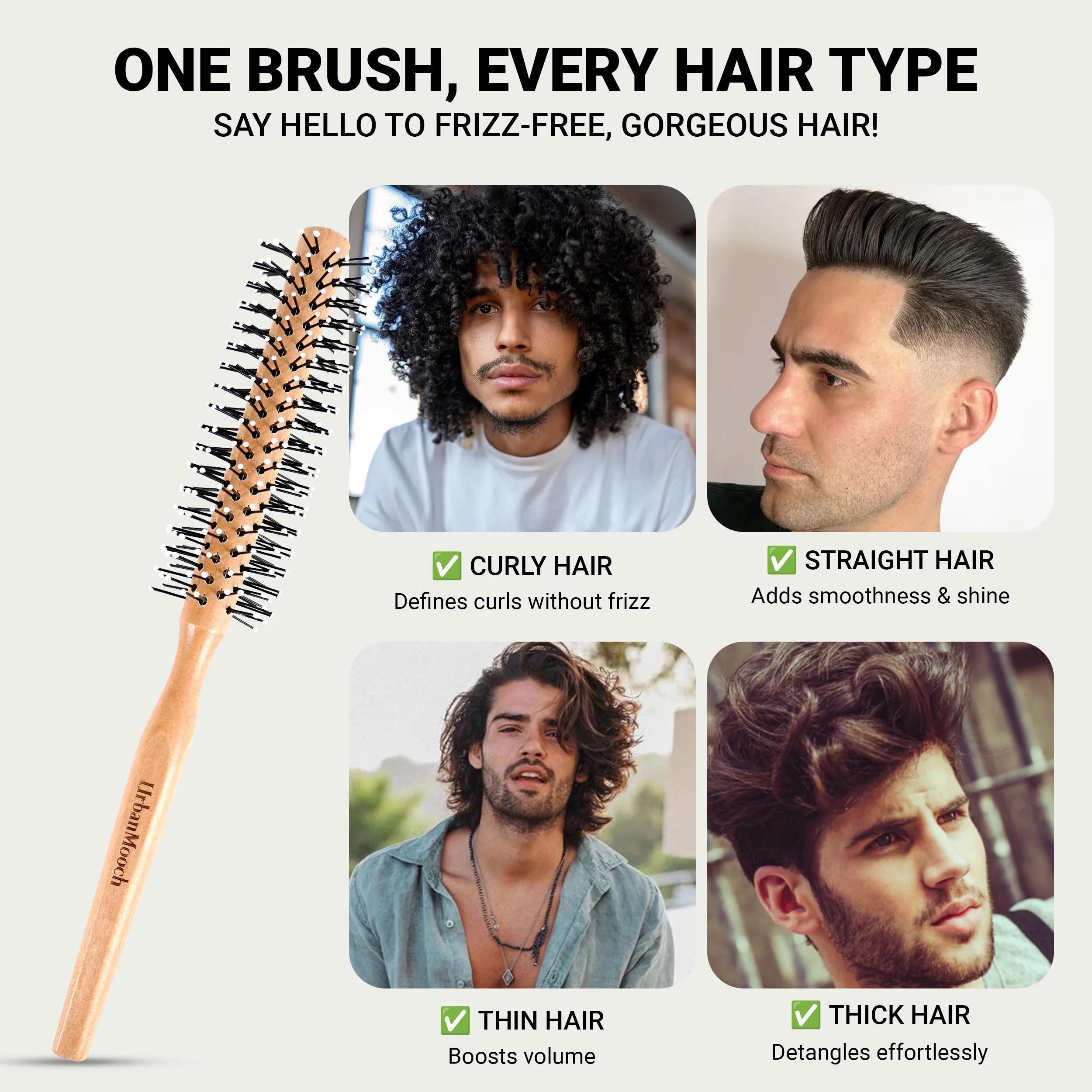 UrbanMooch Round Hair Brush for Men - Image 5