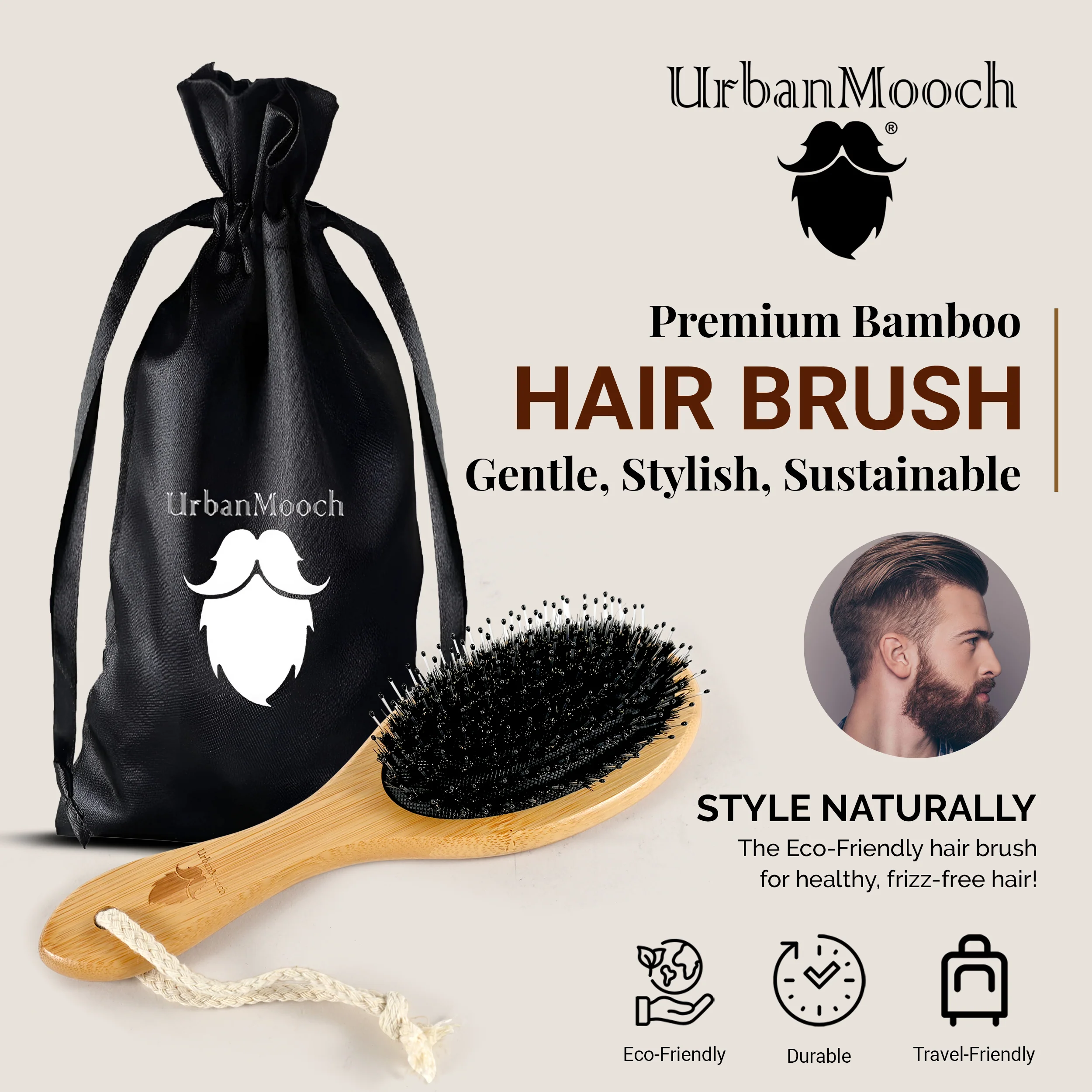 Premium Dual Nylon & Boar Bristle Hair Brush - For All Hair Types - Image 7