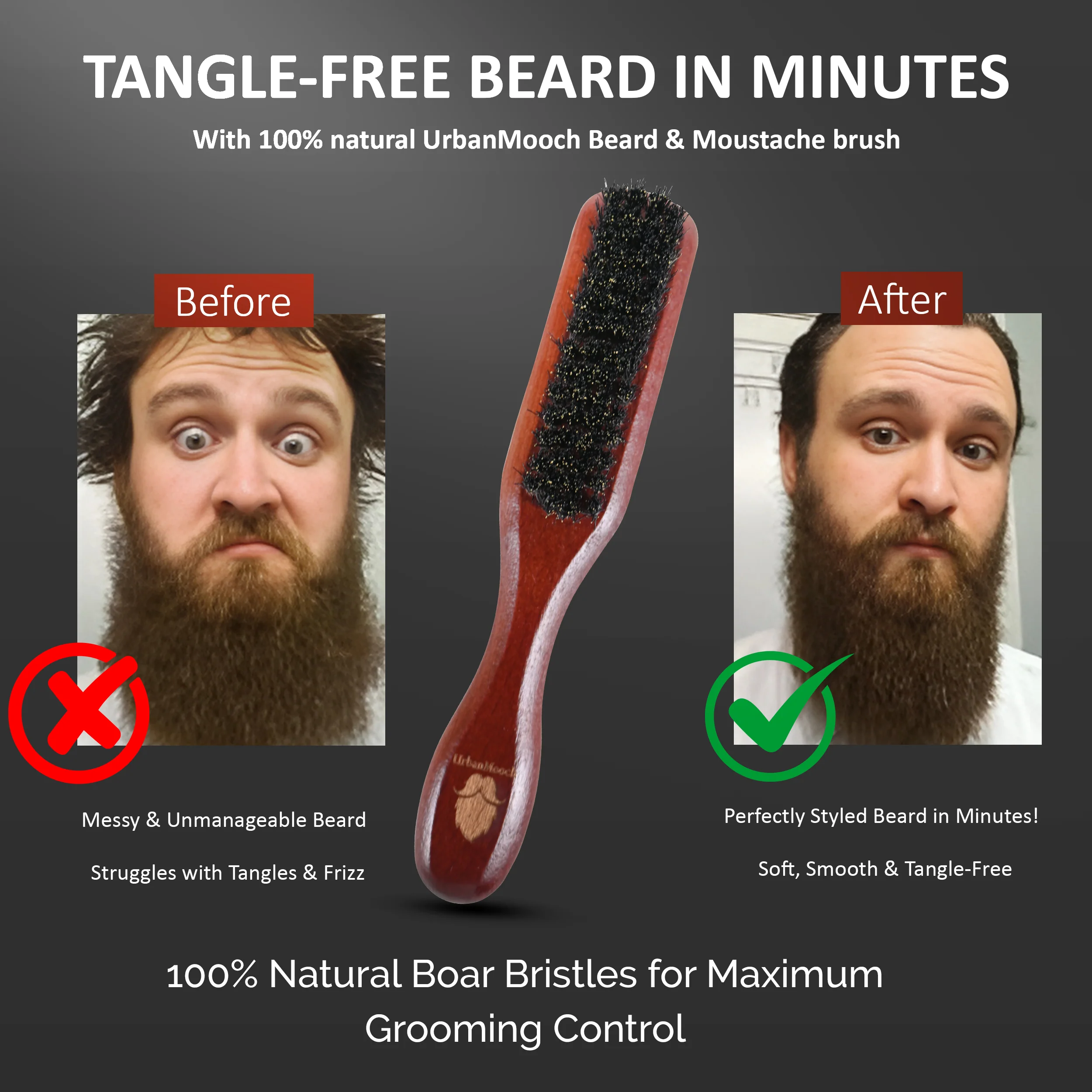 UrbanMooch Premium 100% Boar Bristle Beard Brush for Men - Image 5