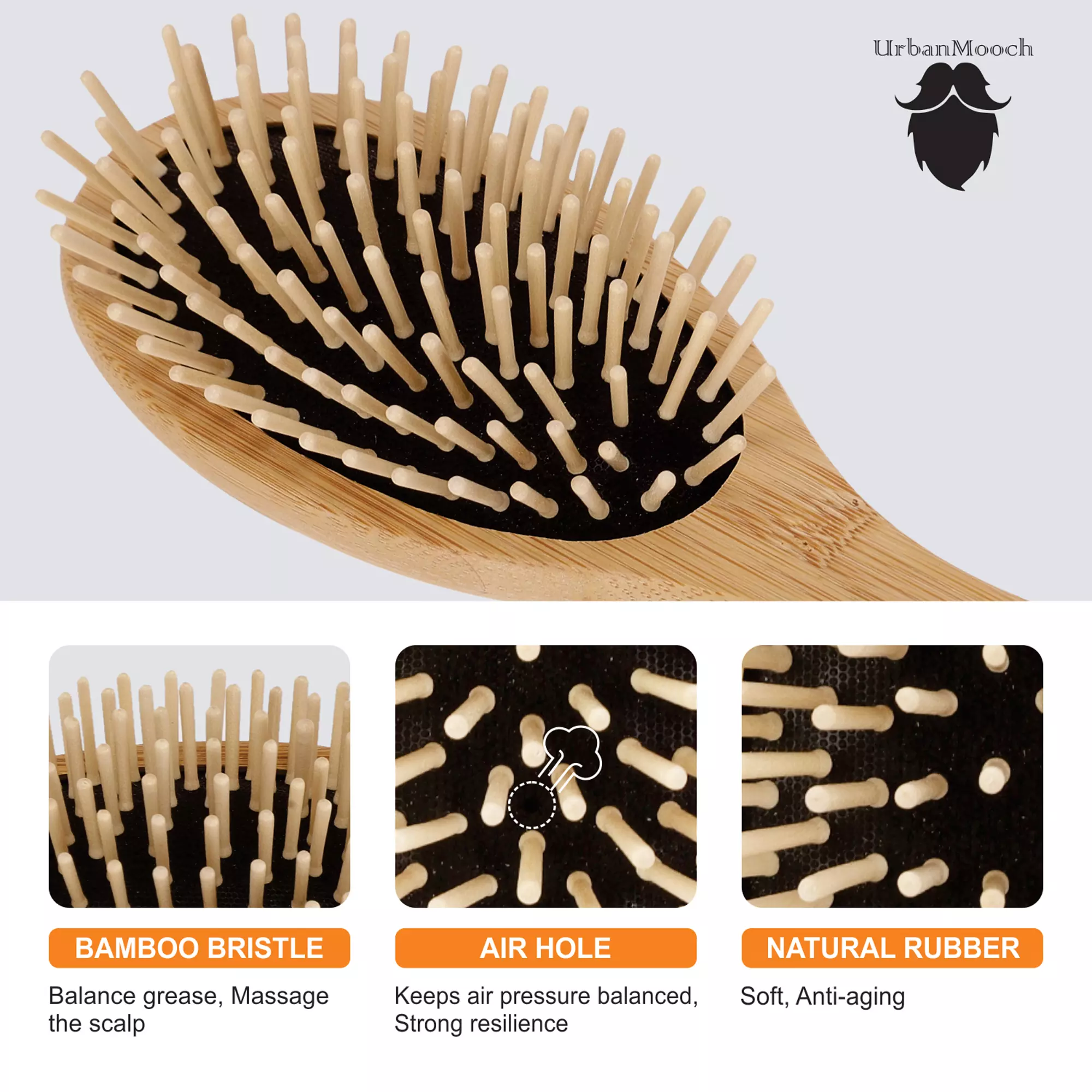 Premium Bamboo Bristle Hair Brush - Image 4