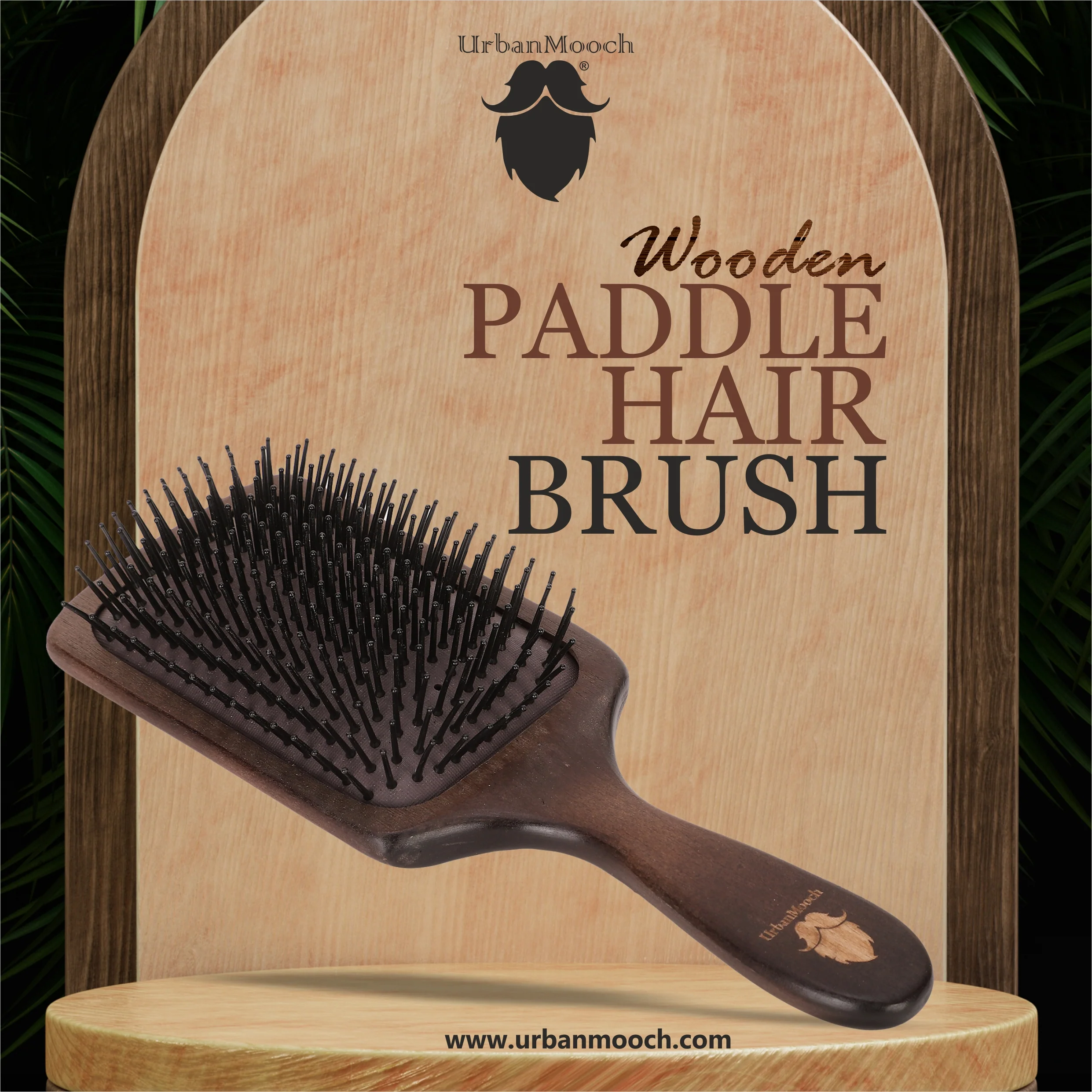 Premium Wooden Hair Brush For Men | Nylon Bristles | Paddle Hair Brush For Men - Image 8