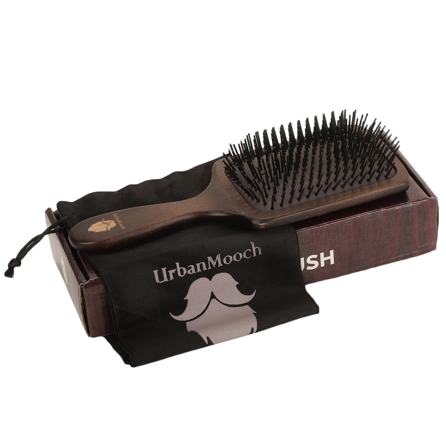 Premium Wooden Hair Brush For Men | Nylon Bristles | Paddle Hair Brush For Men - Image 9