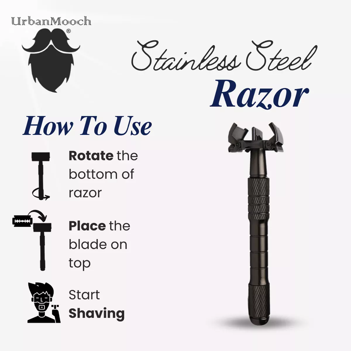 UrbanMooch Premium Butterfly Safety Razor for Men | Close Shave | Smooth Shaving - Image 4