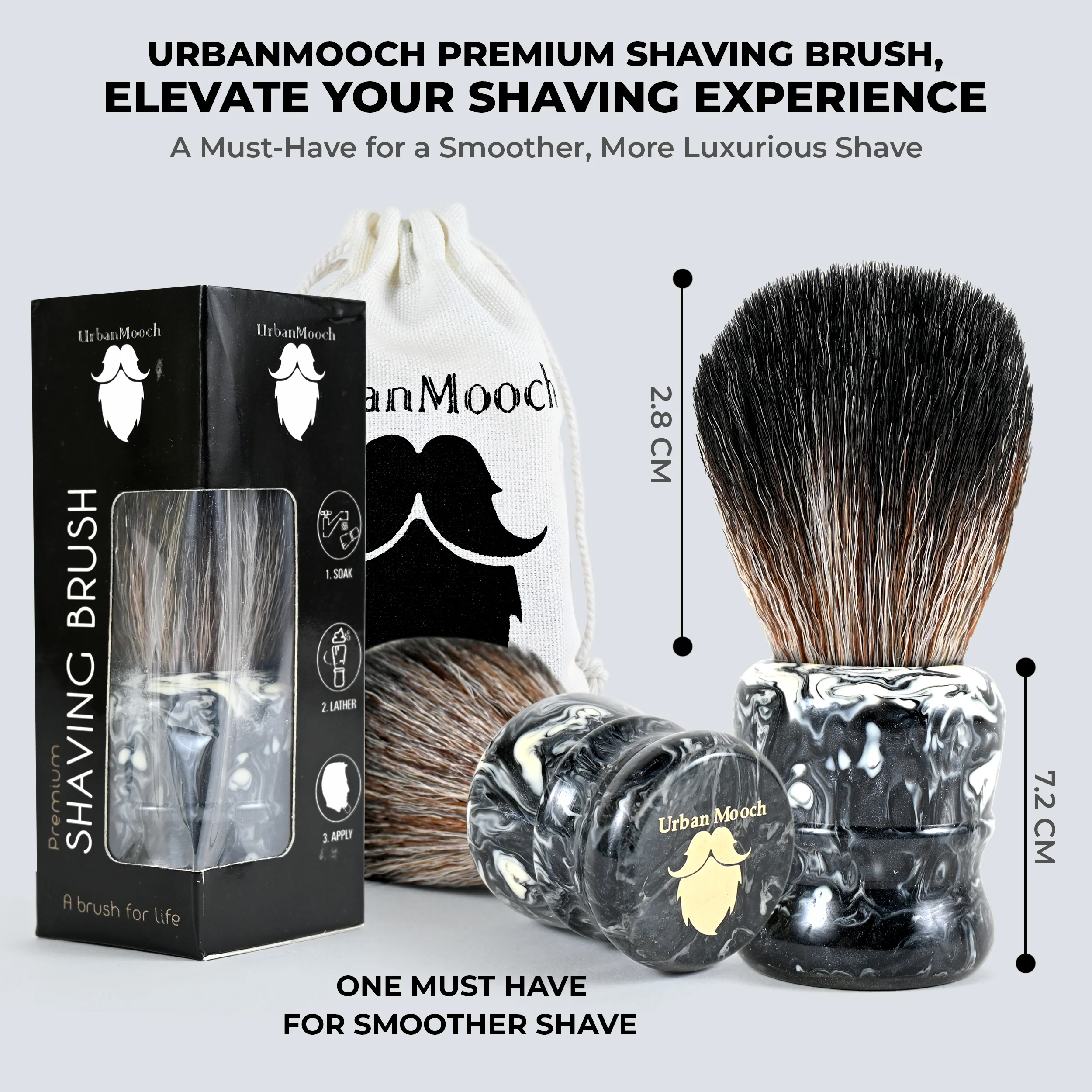 Premium Resin Shaving Brush With Ultra Soft & Absorbent Bristles - 28mm Knot - Image 6