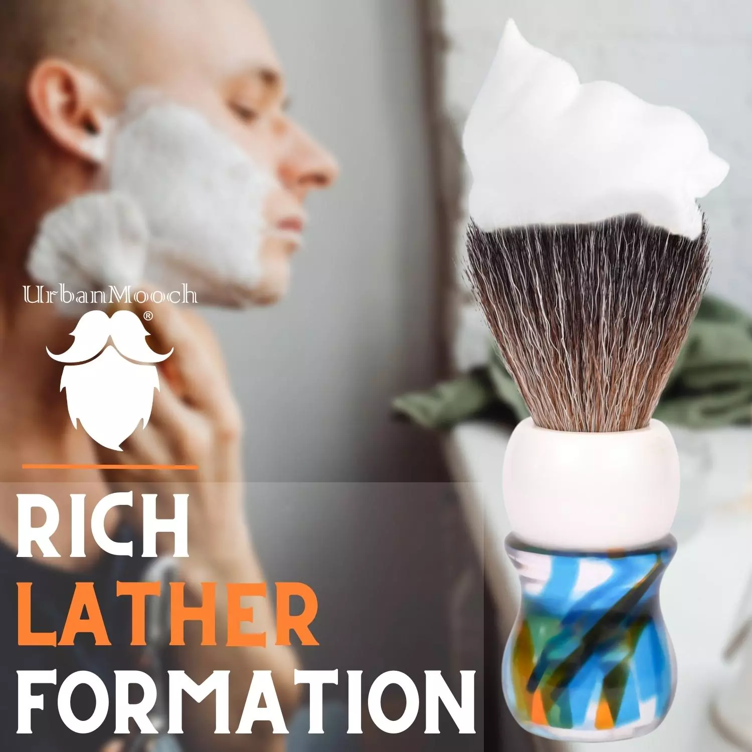 Premium & Stylish Resin Shaving Brush - Multicolor - Image 4