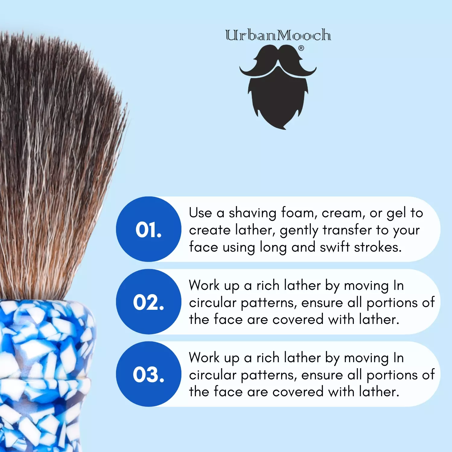 Premium & Stylish Resin Shaving Brush - Sky - Image 4