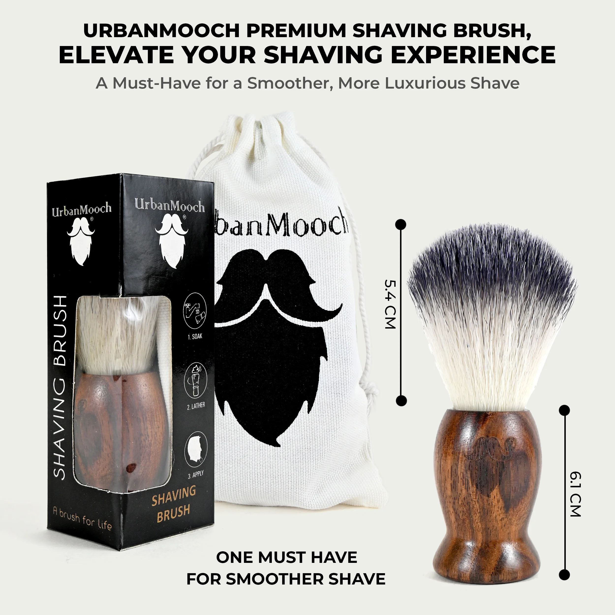 UrbanMooch Premium Wooden Shaving Brush for Men - Ultra Soft Bristles - Image 5