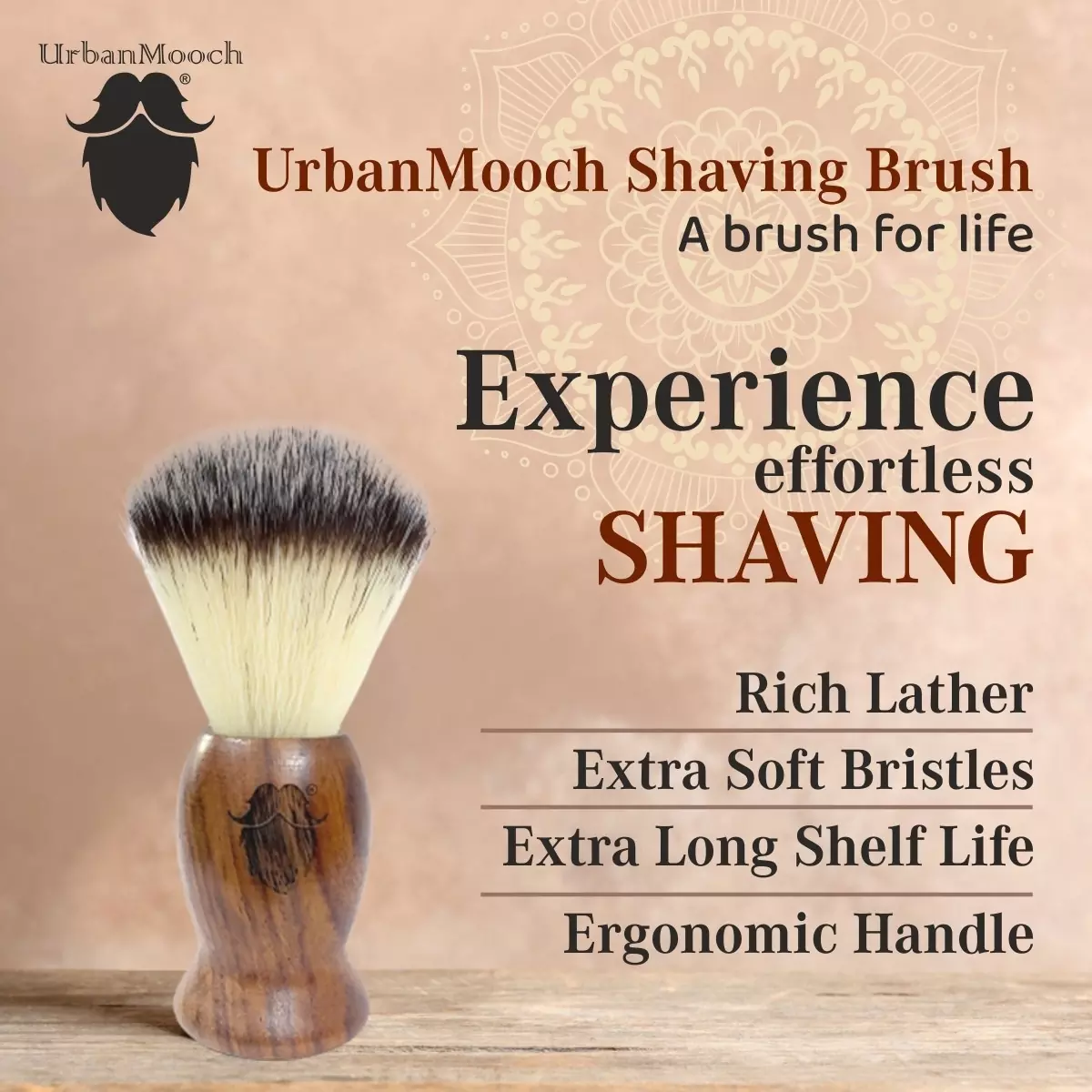 UrbanMooch Premium Wooden Shaving Brush for Men - Ultra Soft Bristles - Image 6