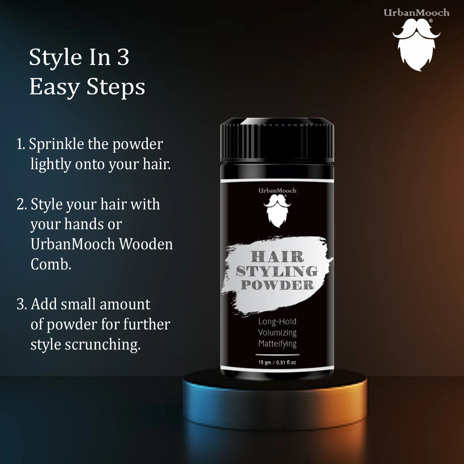 UrbanMooch 2 in 1 Hair Styling Set for Men | Gifts for Men | Hair Volume Powder Wax (15g) with Round Hair Brush - Image 8