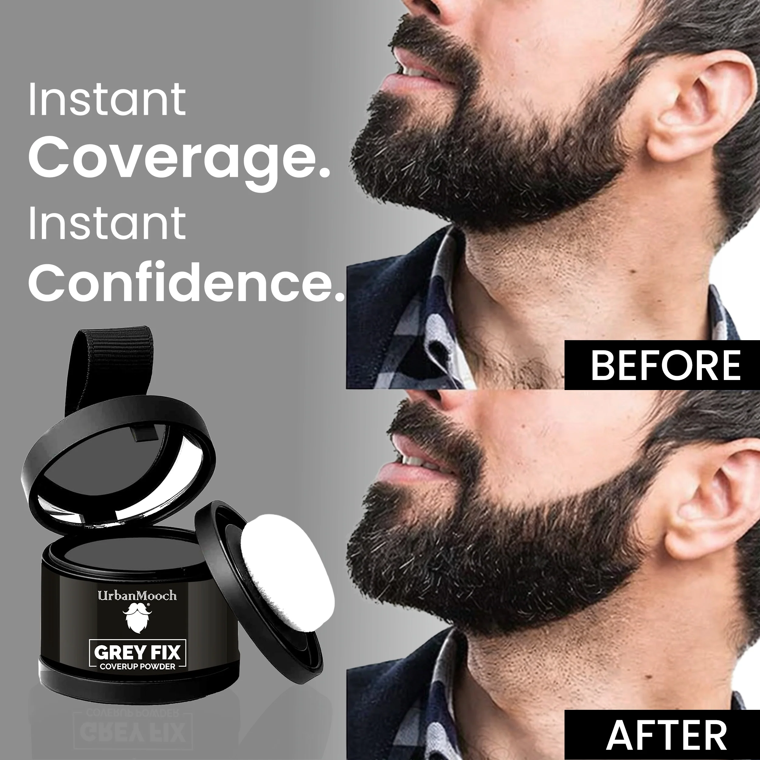 UrbanMooch Grey Fix Hair & Beard Cover-Up Powder for Men | Covers Grey Hair & Bald Patches Instantly - Image 3