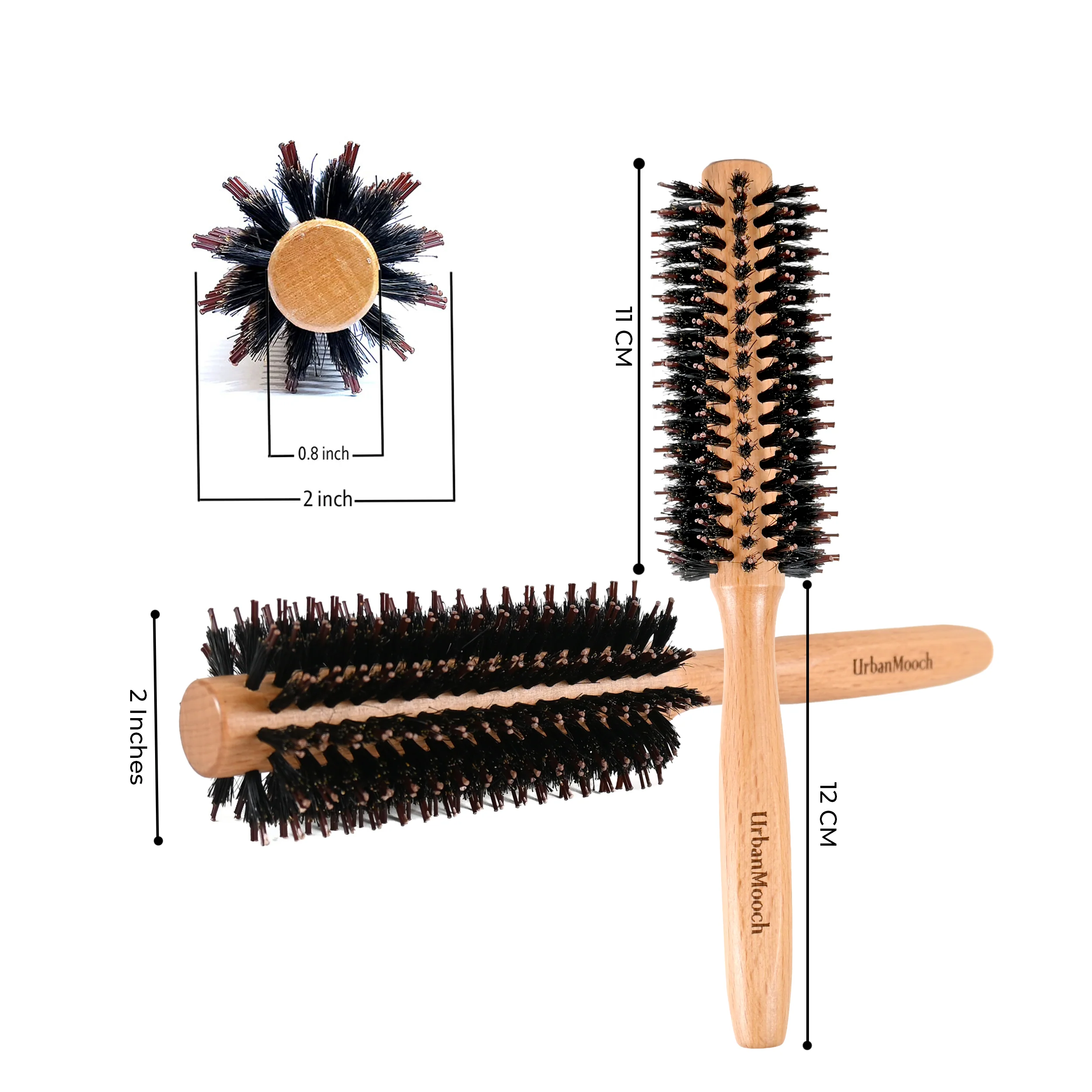 Premium Boar Bristle Hair Brush for Men - Round - Image 7
